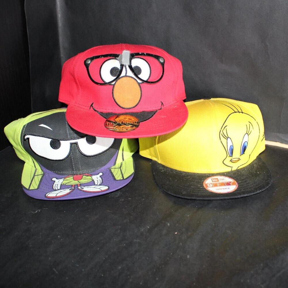 Character Snapback Hat Bundle Elmo Sesame Street Tweety Bird Marvin the Martian